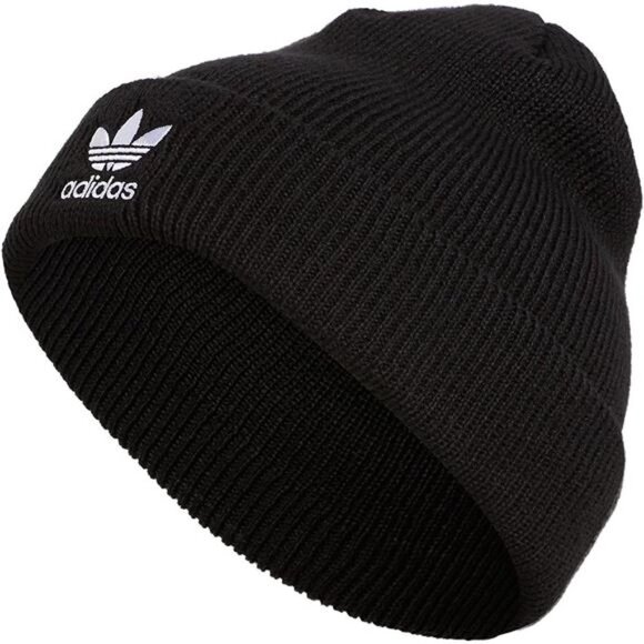 Unisex Trefoil Beanie Hat, Black main image 6